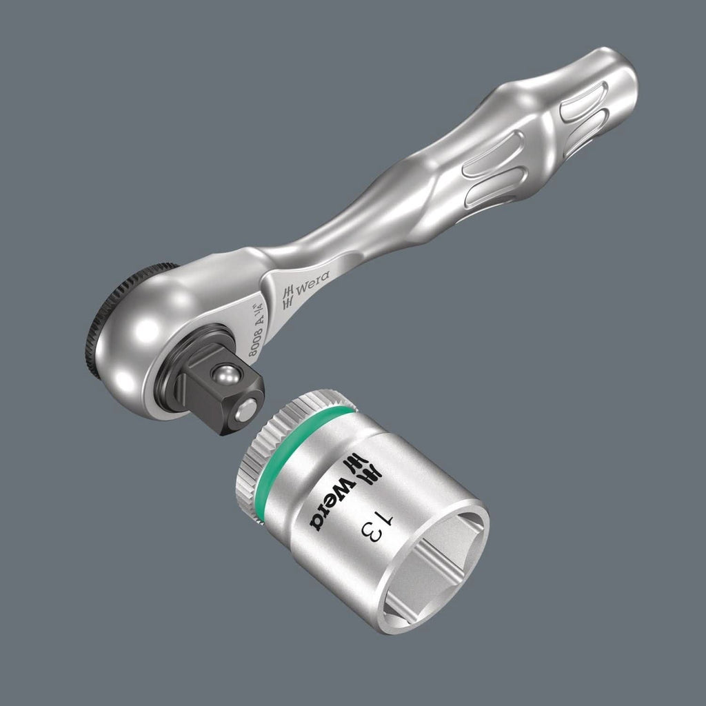 Wera 8008 A Zyklop Mini 3 Ratchet With 1/4-in. Drive, 1/4-in.x87-mm.