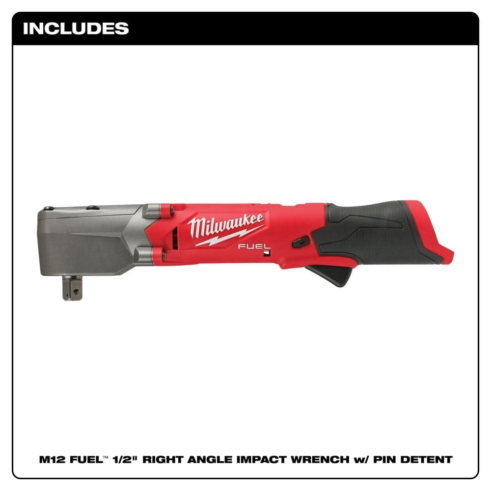 Milwaukee 2565P-20 M12 FUEL 1/2" Right Angle Impact Wrench w/ Pin Detent, Tool Only