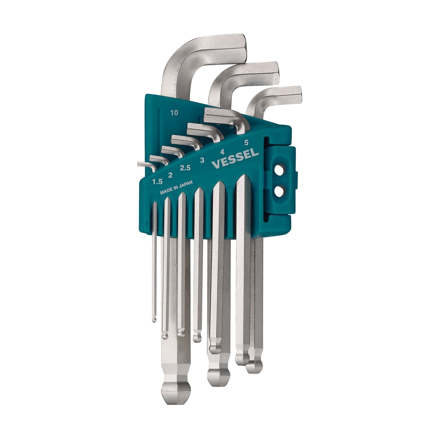 Vessel 8209BPSU Ball Point Hex L-Key Wrench, Stubby Short Type, 9-Piece Set