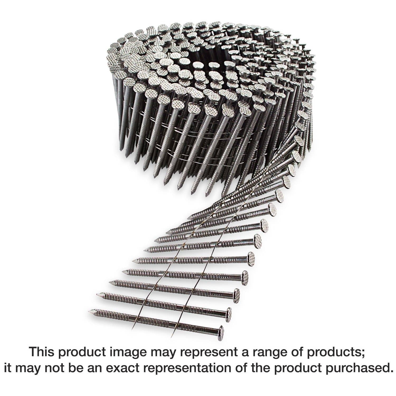 Simpson Strong-Tie T12A200PNB 15° Wire Coil, Full Round Head, Ring-Shank Decking/Framing Nail, 2-in. x .113-in. Type 316, 3600-Pack