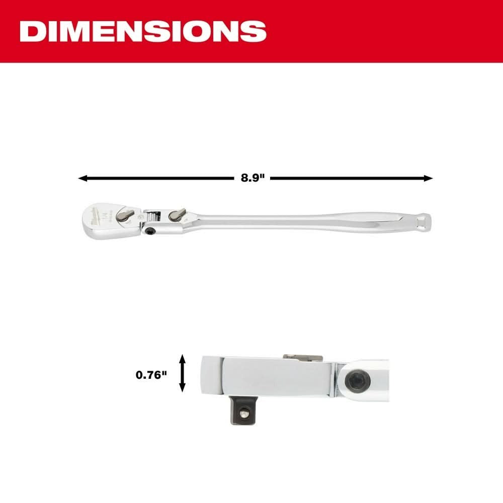 Milwaukee 48-22-9009 1/4" Drive 9" Flex Head Ratchet