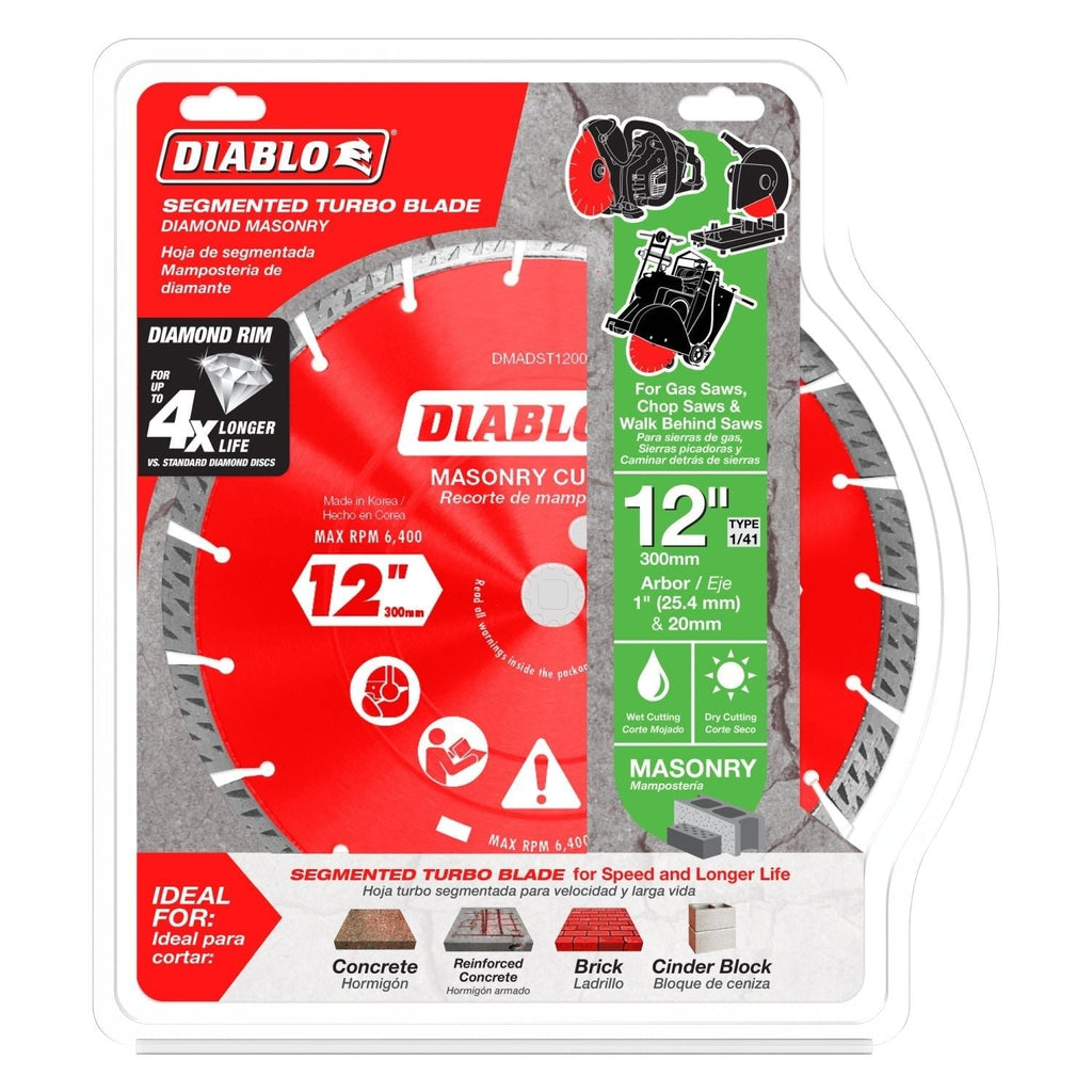 Diablo DMADST1200 12 in. Diamond Segmented Turbo Cut-Off Discs for Masonry