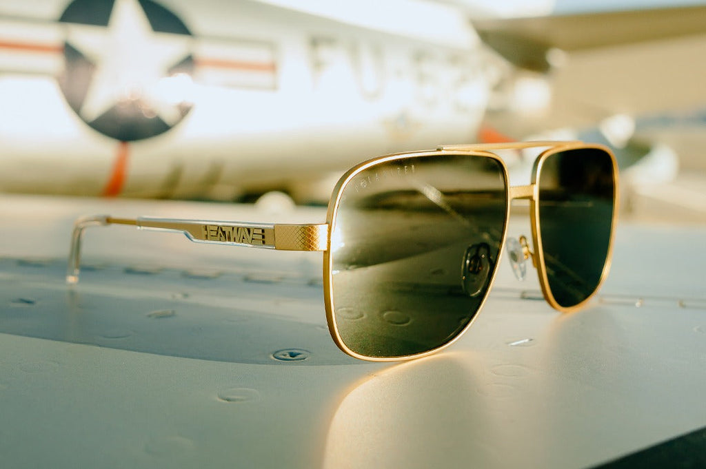 Heat Wave Nimitz Gold Frame Black Lens Sunglasses