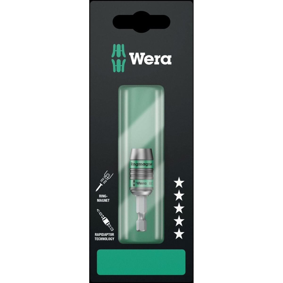Wera 887/4 Rr SB Rapidaptor Universal Bit Holder With Ring Magnet, 1/4-in.x57-mm.