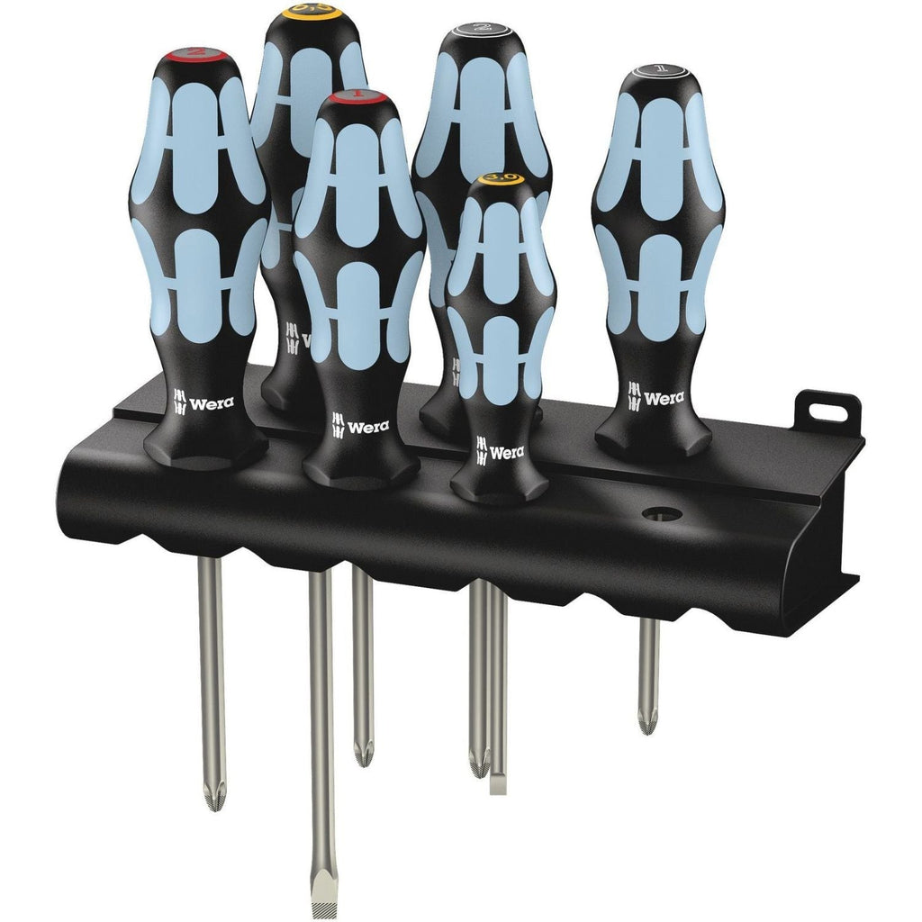 Wera 3334/3350/3355/6 Screwdriver Set, Stainless And Rack, 6-Pieces