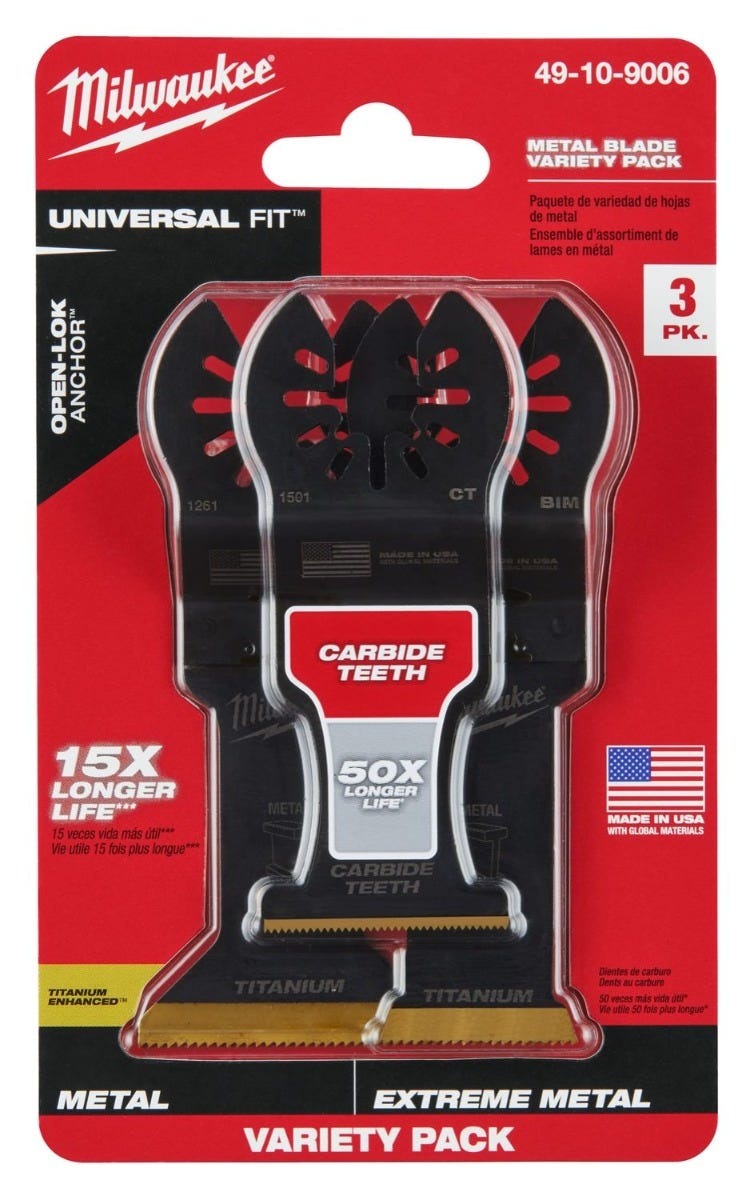 Milwaukee 49-10-9006 Open-Lok Metal Cutting Multi-Tool Blade, Variety Pack, 3-Pieces