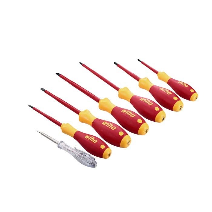 Wiha 32087 7-Piece Insulated SoftFinish Screwdriver and Voltage Detector Set