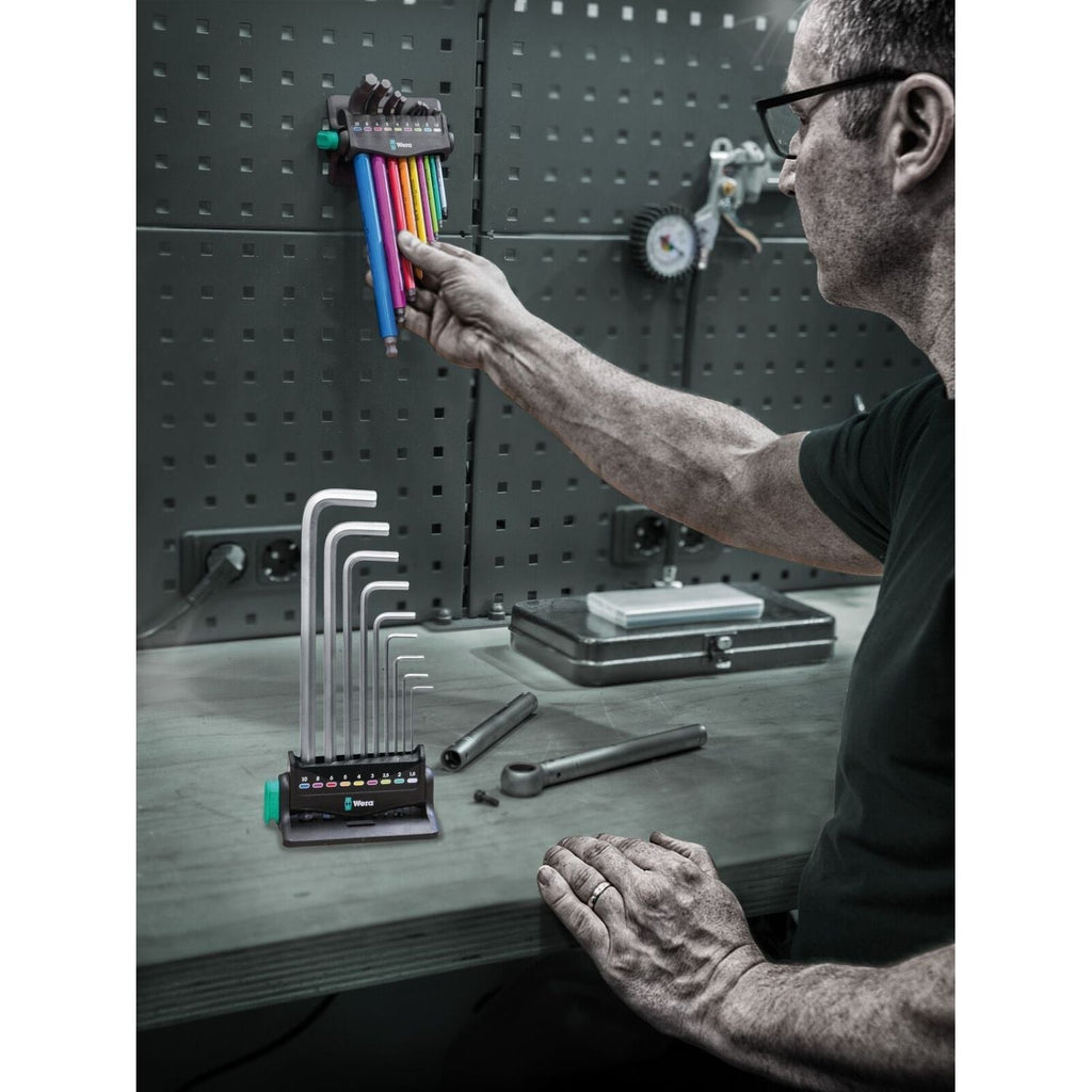 Wera 950/9 Hex-Plus Multicolour 3 L-Key Set, Metric, Blacklaser, 10-Pieces