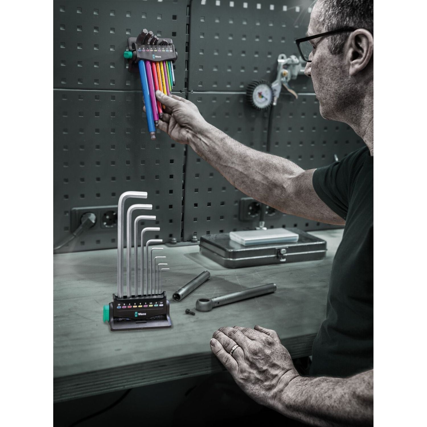 Wera 950/9 Hex-Plus Multicolour 3 L-Key Set, Metric, Blacklaser, 10-Pieces
