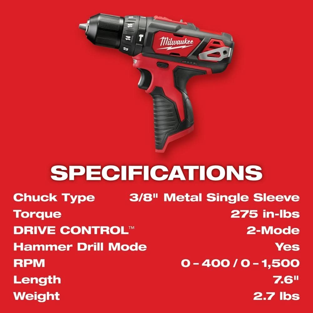 Milwaukee 2408-22 M12 Hammer Drill Kit
