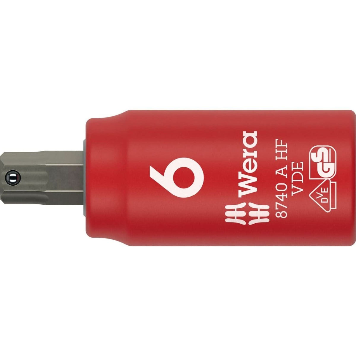 Wera 8740 A VDE Hf Zyklop Bit Socket, Insulated, With 1/4-in. Drive, With Holding Function For Hexagonal Socket Screws, 6x45-mm.