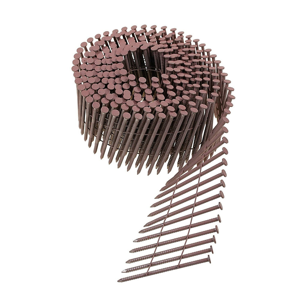 Simpson Strong-Tie S13A250CCR 15° Wire Coil, Painted Full Round Head, Ring-Shank Nail, 2-1/2-in. x .092-in. Type 304, Redwood, 3600-Pack