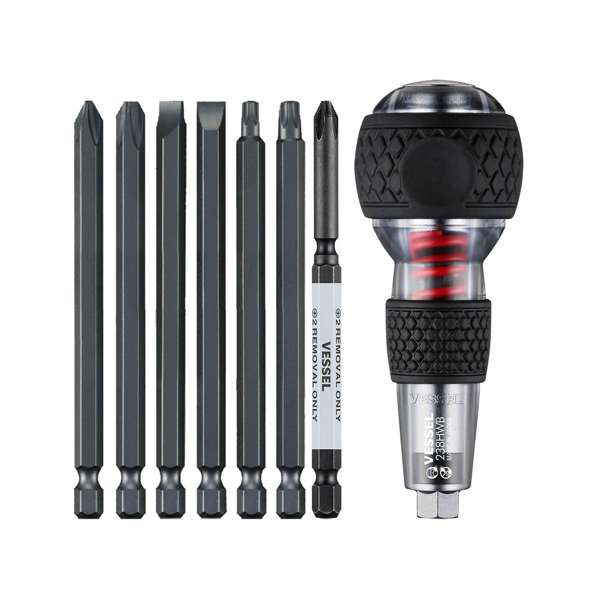 Vessel 238HWB7PU IMPACT & OUT Screwdriver & 7-Piece Bit Set