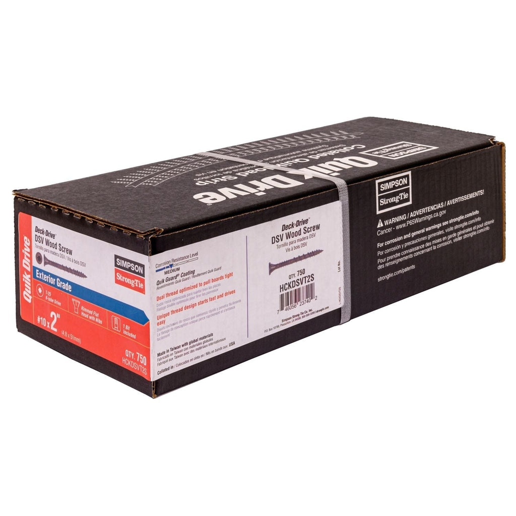 Simpson Strong-Tie HCKDSVT2S Deck-Drive DSV WOOD Screw (Collated), #10 x 2-in. T25 6-Lobe, Tan, 750-Pack