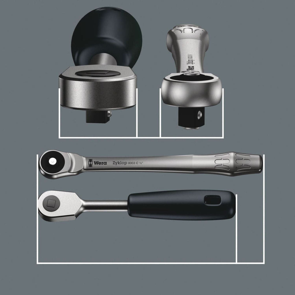 Wera 8003 C Zyklop Metal Ratchet With Push-Through Square And 1/2-in. Drive, 1/2-in.x281-mm.