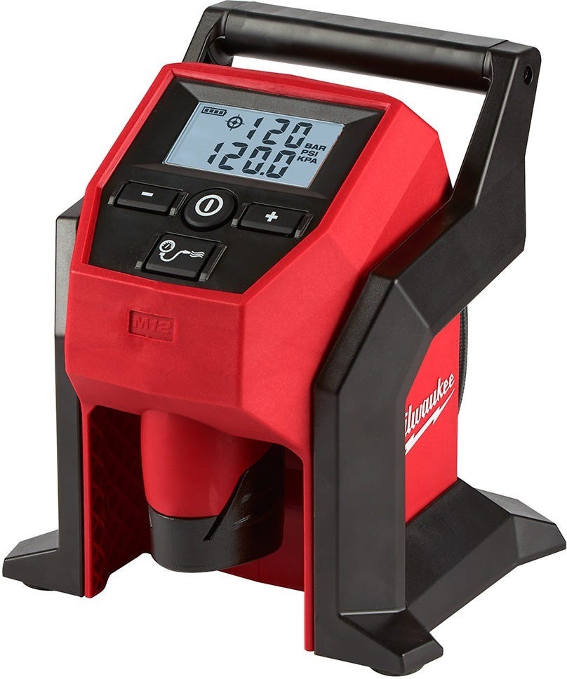 Milwaukee 2475-20 M12 Cordless Compact Tire Inflator w/ M12 REDLITHIUM HIGH OUTPUT XC5.0Ah Battery Pack