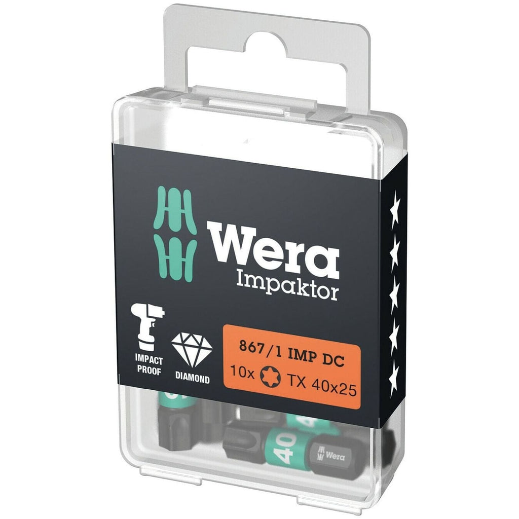 Wera 867/1 Imp Dc Torx Diy Impaktor Bit, Torx 40x25-mm., 10-Pieces