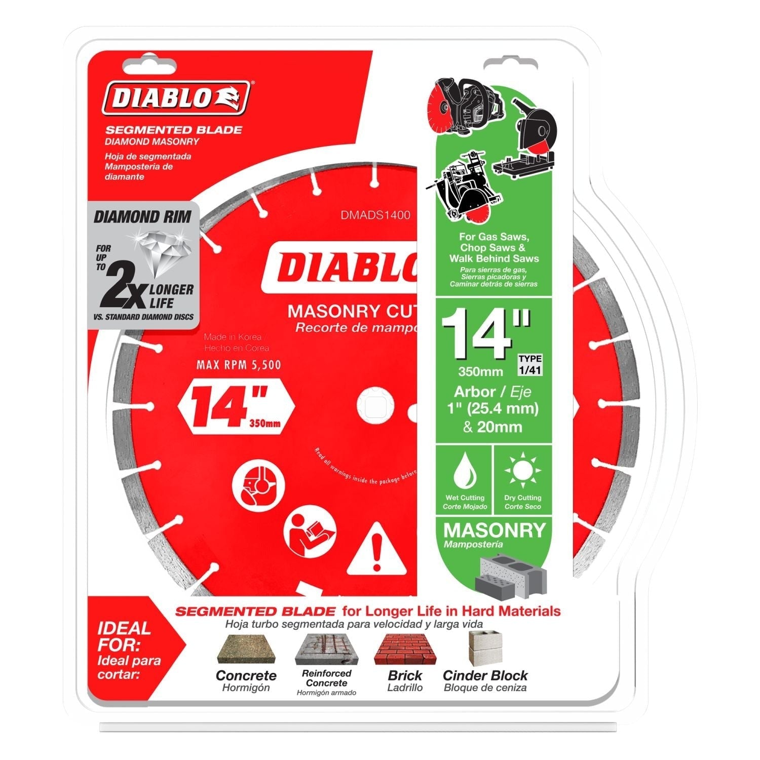Diablo DMADS1400 14-in. Diamond Segmented Masonry Cut-Off Blade