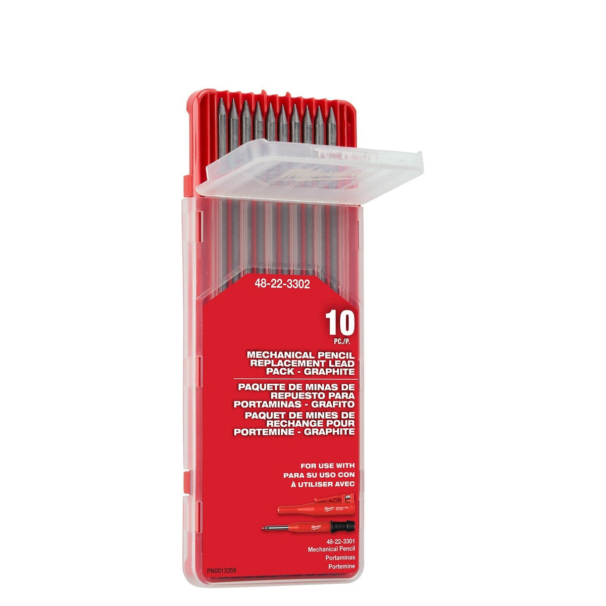 Milwaukee 48-22-3302 Replacement Mechanical Pencil Black Graphite Lead, 10-Piece