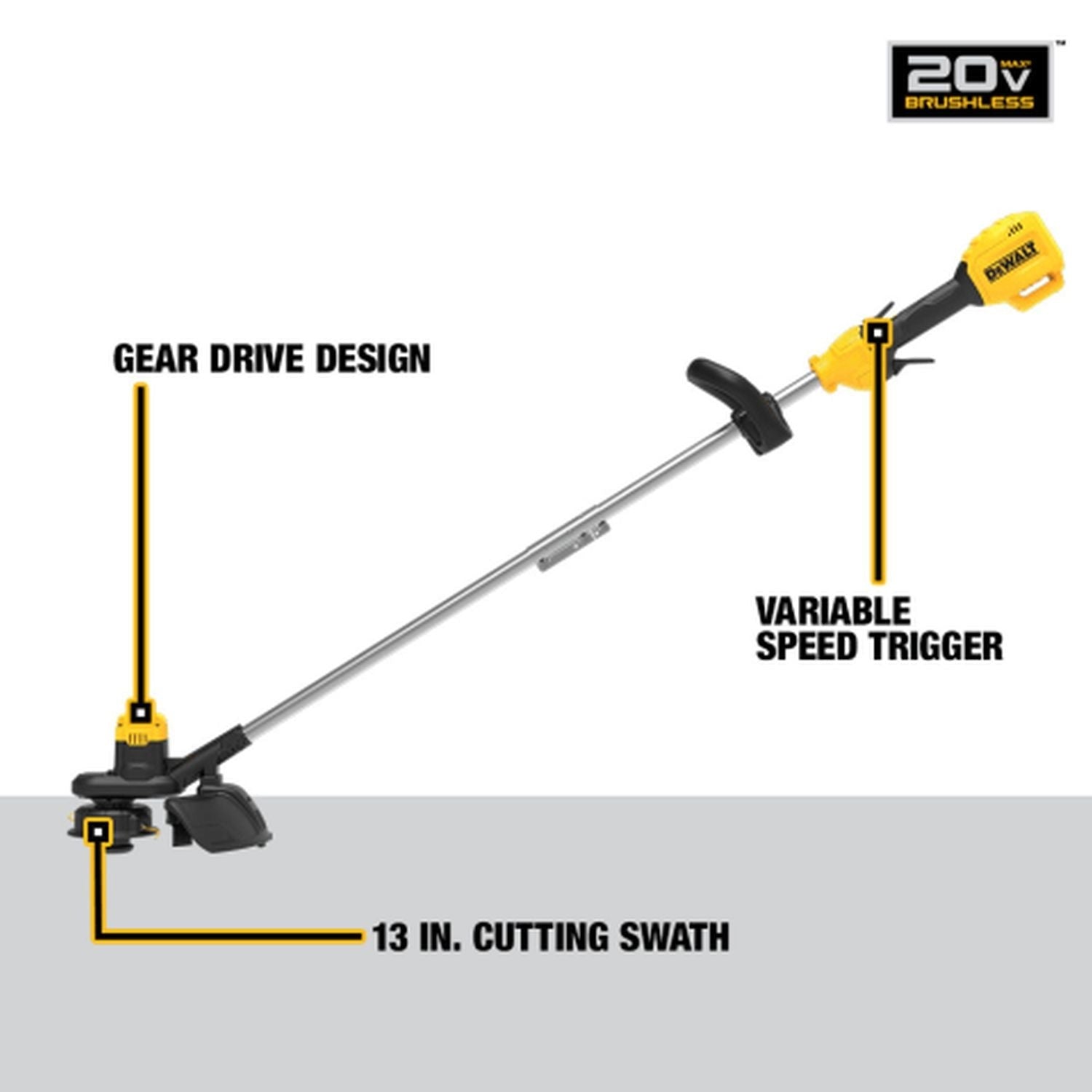 DEWALT 20V MAX 13-in. Cordless Straight String Trimmer 4.0Ah Kit with Battery and Charger (DCST925M1)