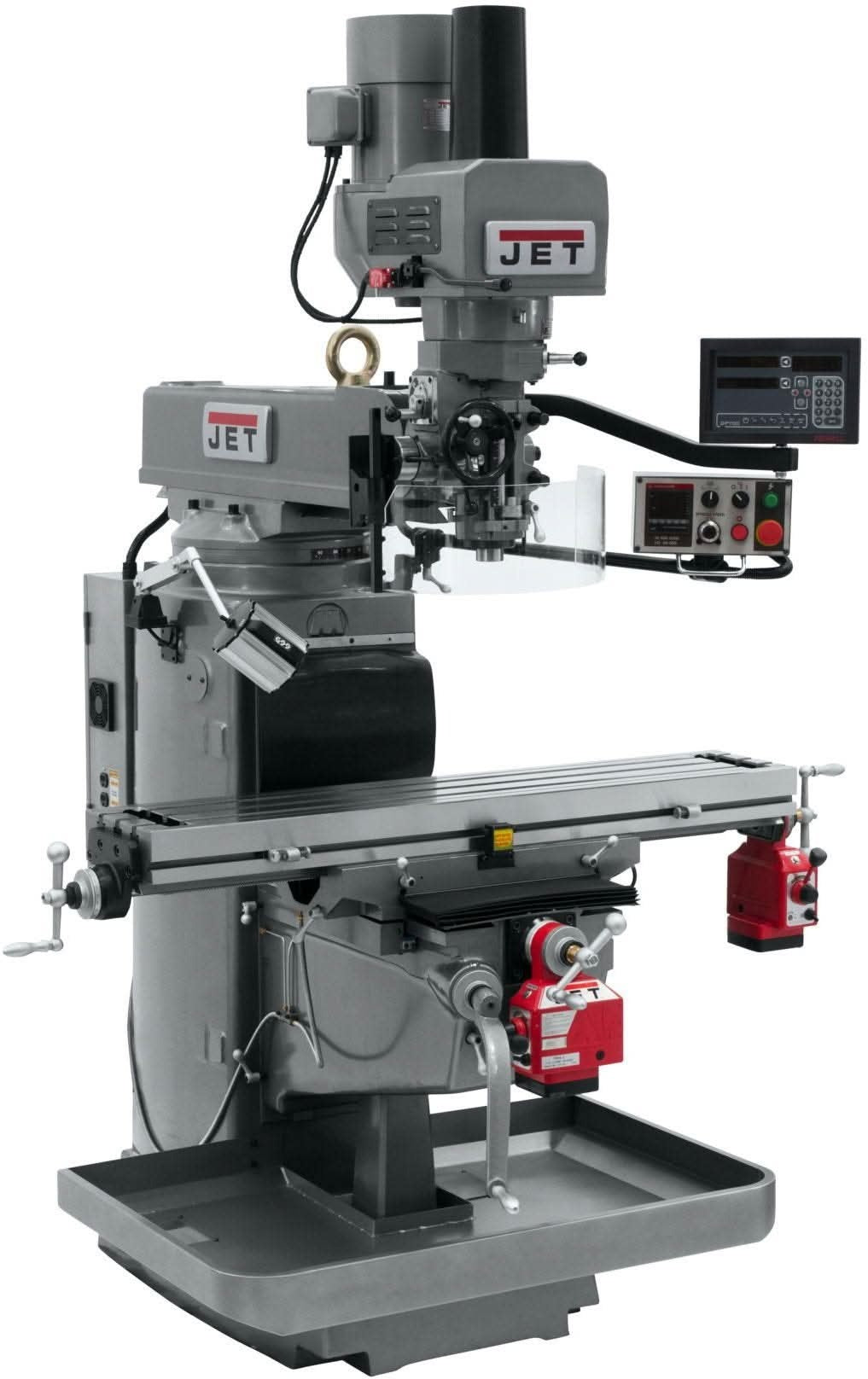 Jet Tools 690647 JTM-1050EVS2/230 Mill With 3-Axis Newall DP700 DRO (Quill) With X and Y-Axis Powerfeeds