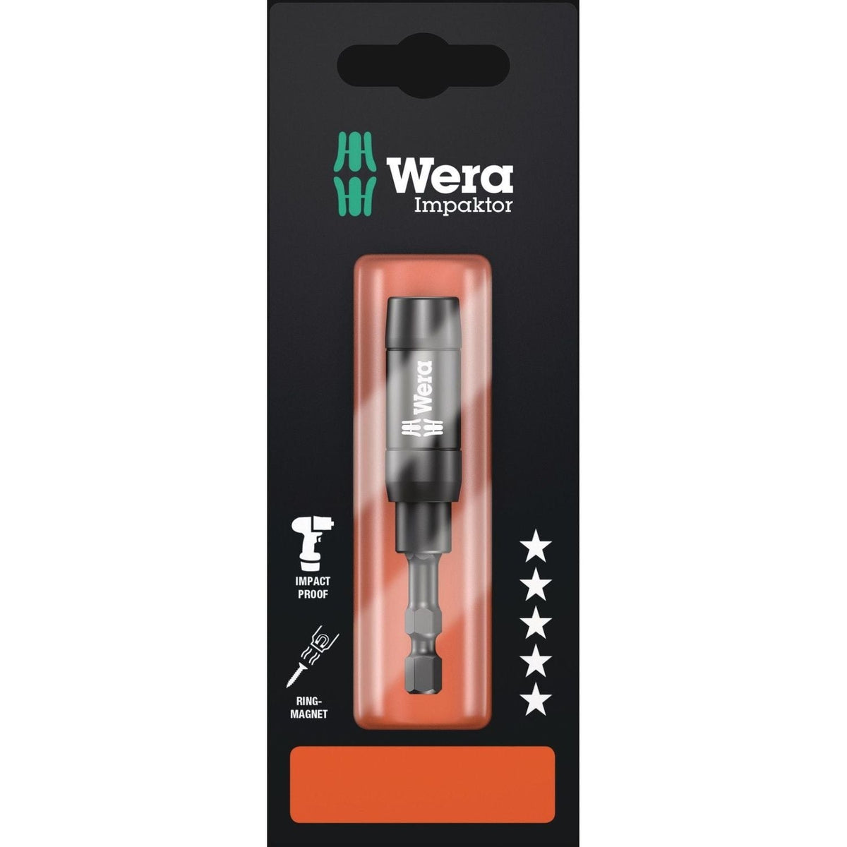 Wera 897/4 Imp R SB Impaktor Holder With Retaining Ring And Ring Magnet, 1/4-in.x75-mm.