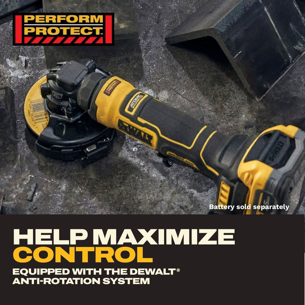 DeWALT DCG400BLR ATOMIC 20V MAX 4-in. Angle Grinder with Lanyard Ready Attachment Point, Tool Only