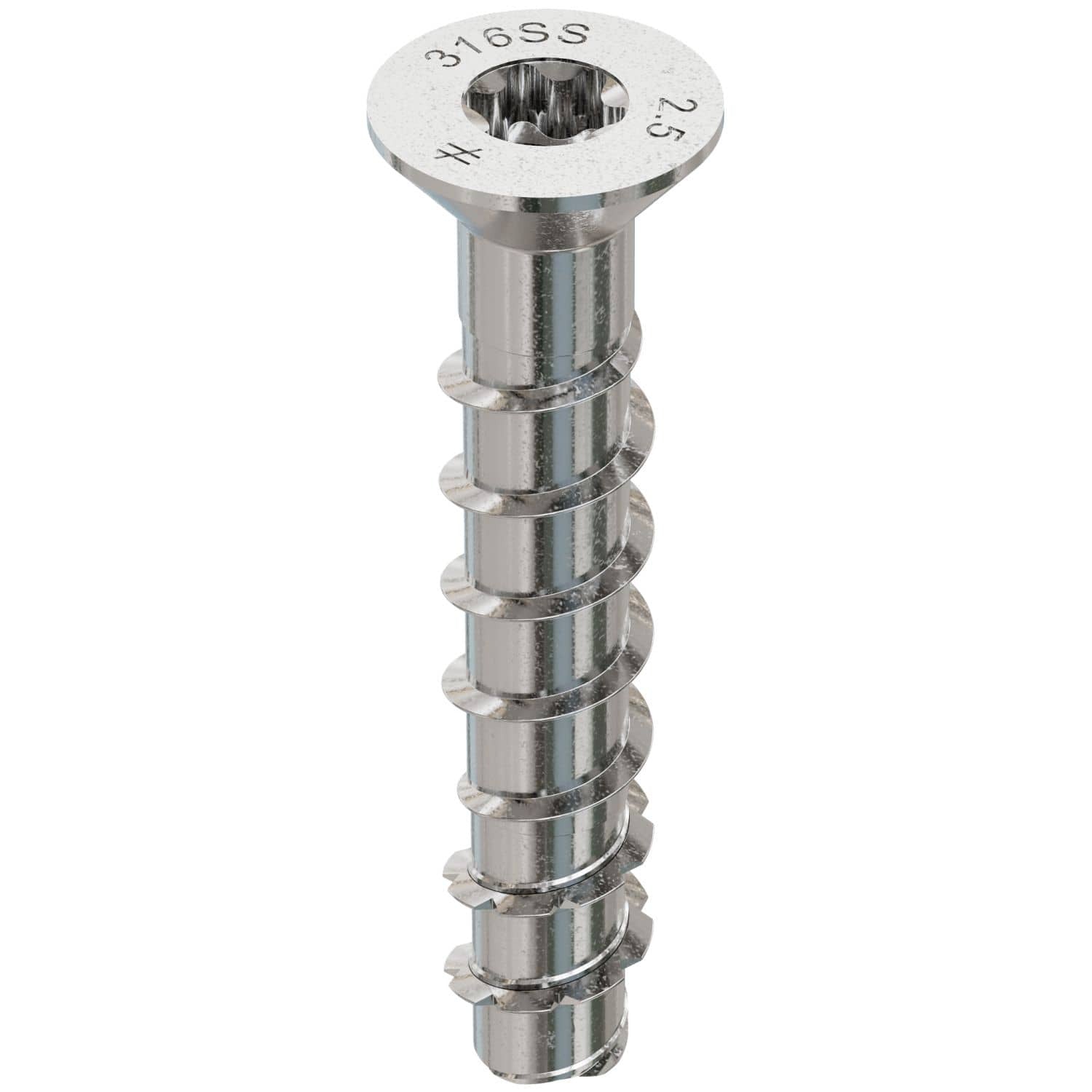 Simpson Strong-Tie THD37212CS6SS Titen HD 3/8-in. x 2-1/2-in. Type 316 SS Countersunk Head Heavy-Duty Screw Anchor, 25-Pack
