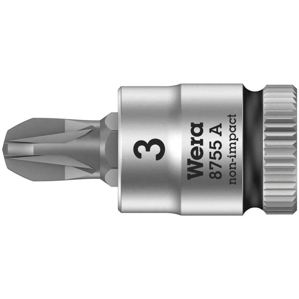 Wera 8755 A Pozidriv Zyklop Bit Socket, 1/4-in. Drive, Pz 3x28-mm.