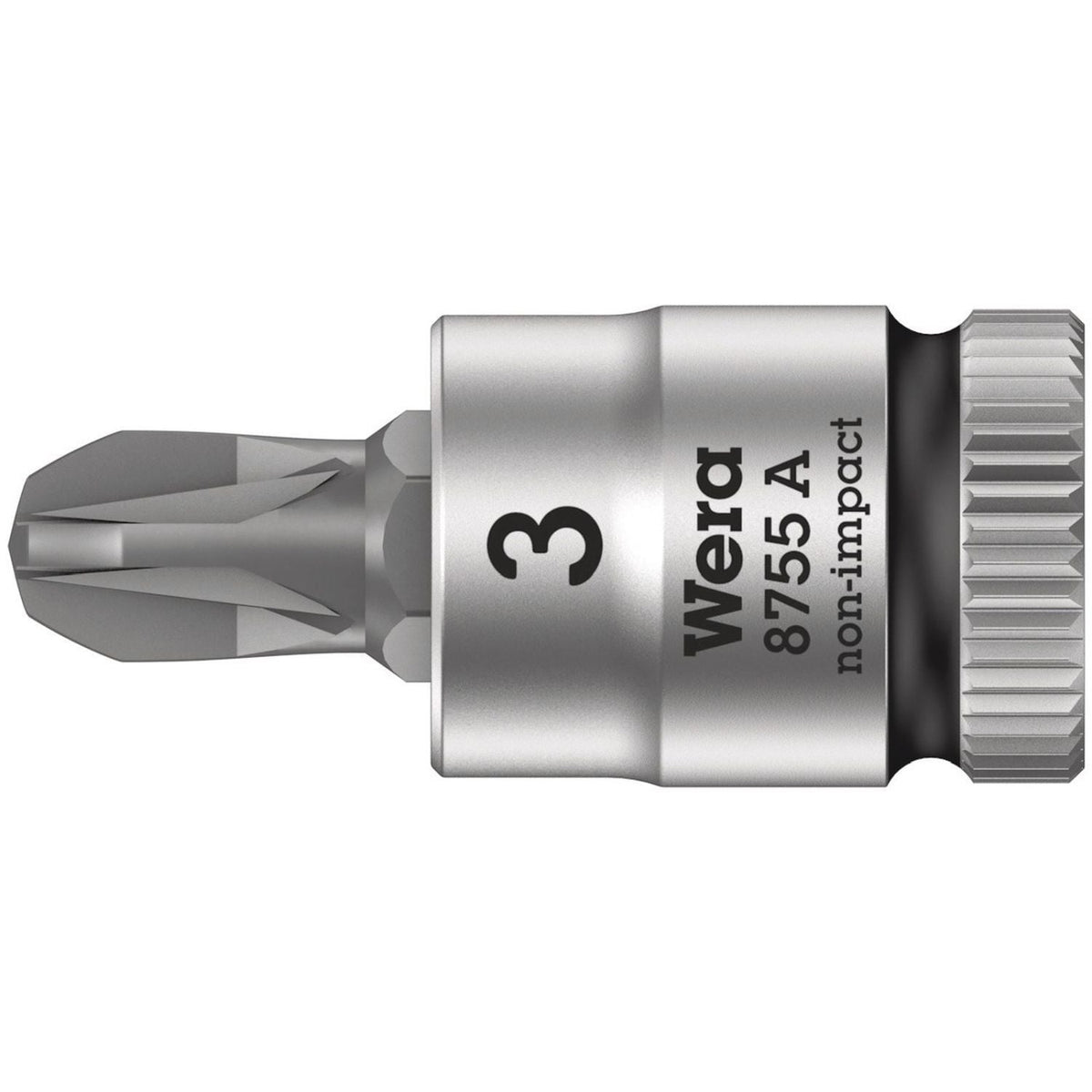 Wera 8755 A Pozidriv Zyklop Bit Socket, 1/4-in. Drive, Pz 3x28-mm.