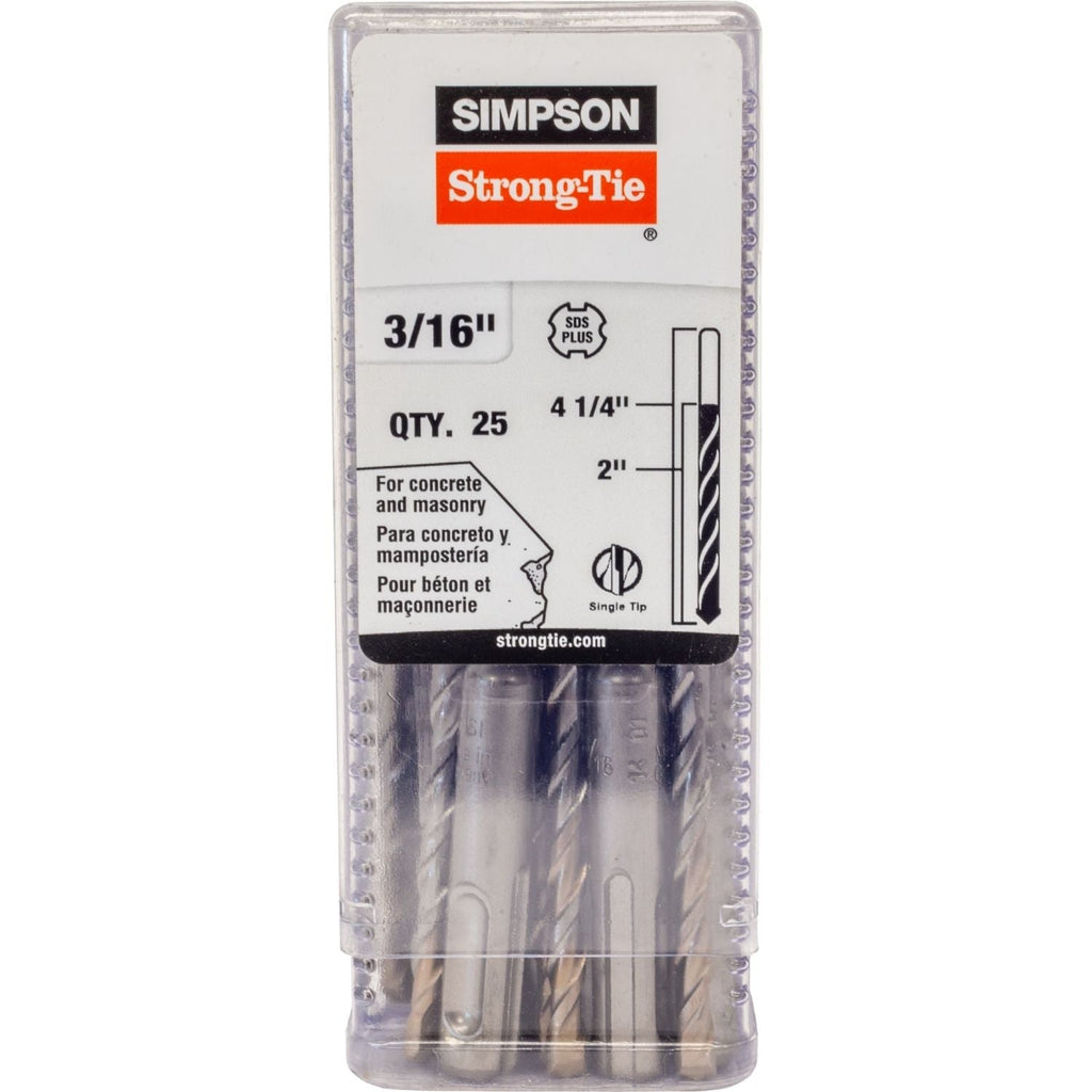 Simpson Strong-Tie MDPL01804-R25 3/16-in. x 4-1/4-in. SDS-plus Shank Drill Bit, 25-Pack