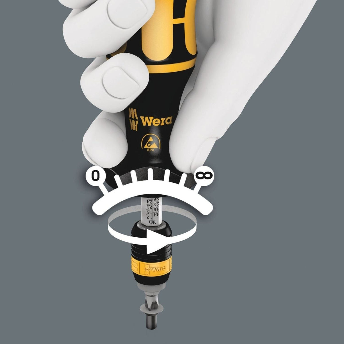 Wera Series 7400 Esd Kraftform Adjustable Torque Screwdrivers (0.1-3.0 Nm) With Rapidaptor Quick-Release Chuck, 7441 Esdx1.2-3.0 Nm