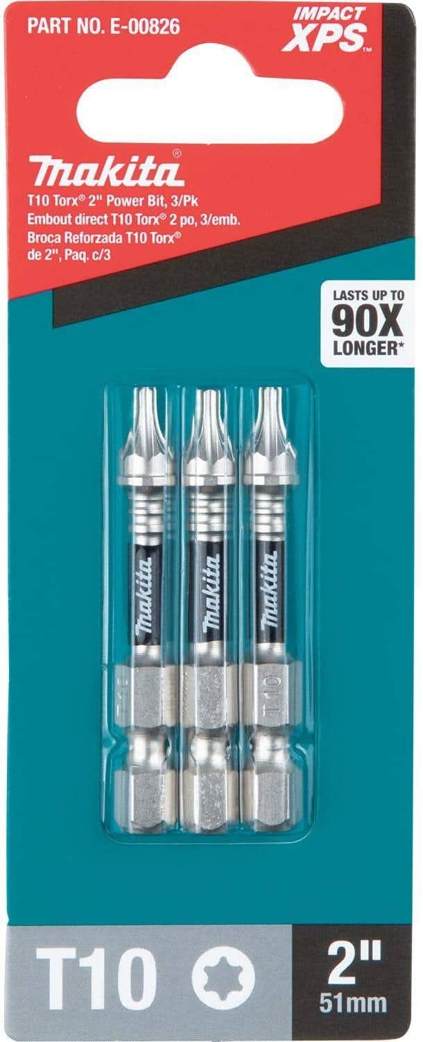 Makita E-00826 Impact XPS T10 Torx 2" Power Bit, 3/pk