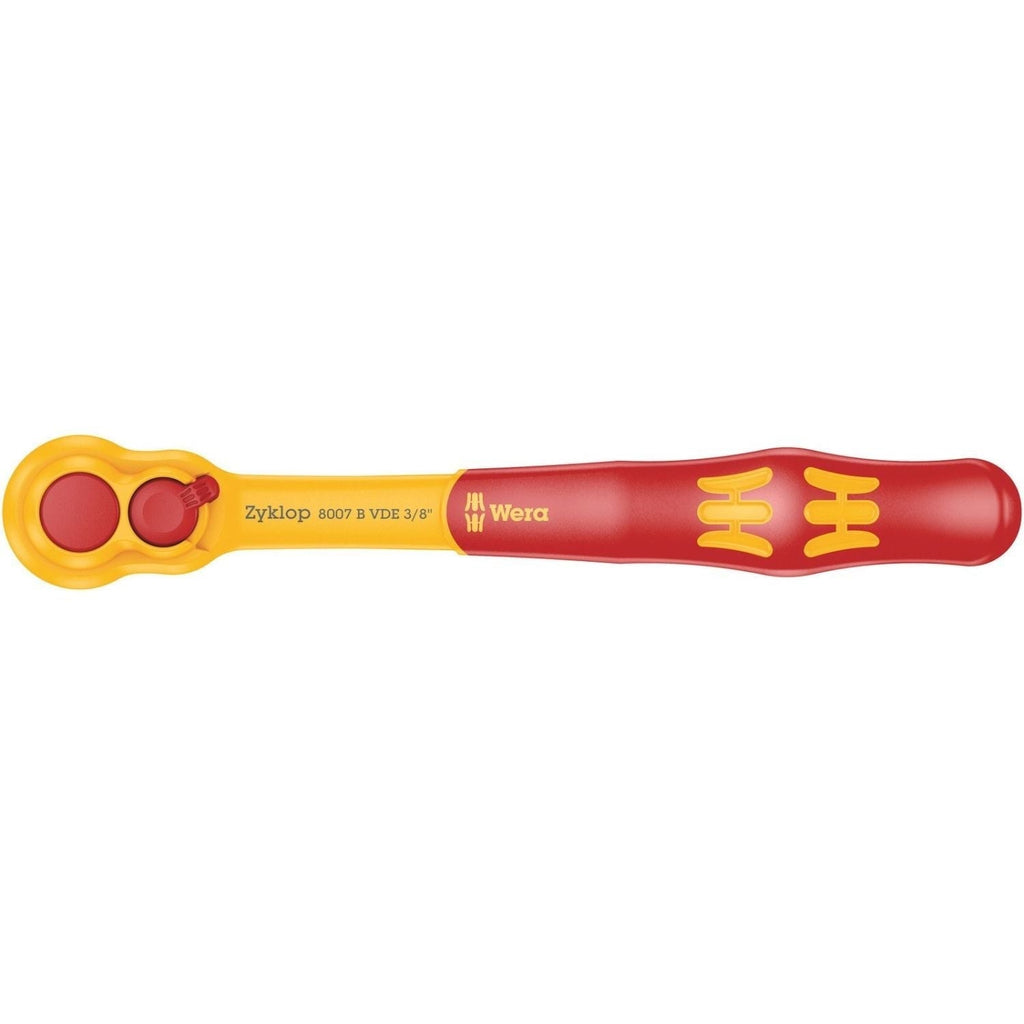 Wera 8007 B VDE Zyklop Ratchet, Insulated, With Switch Lever, With 3/8-in. Drive, 3/8-in.x222-mm.