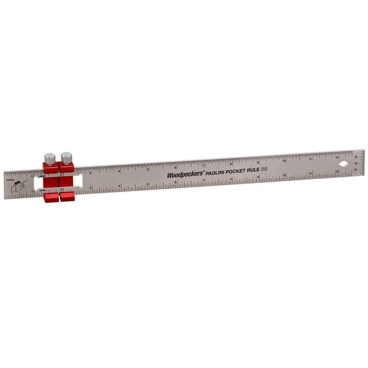 Woodpeckers PPRSS-12300-19 Paolini Pocket Rule, 12"/300mm Stainless Steel