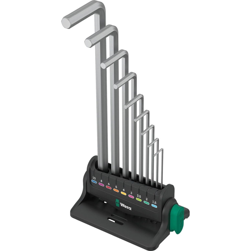 Wera 950/9 Hex-Plus 8 L-Key Set, Metric, Chrome-Plated, 10-Pieces