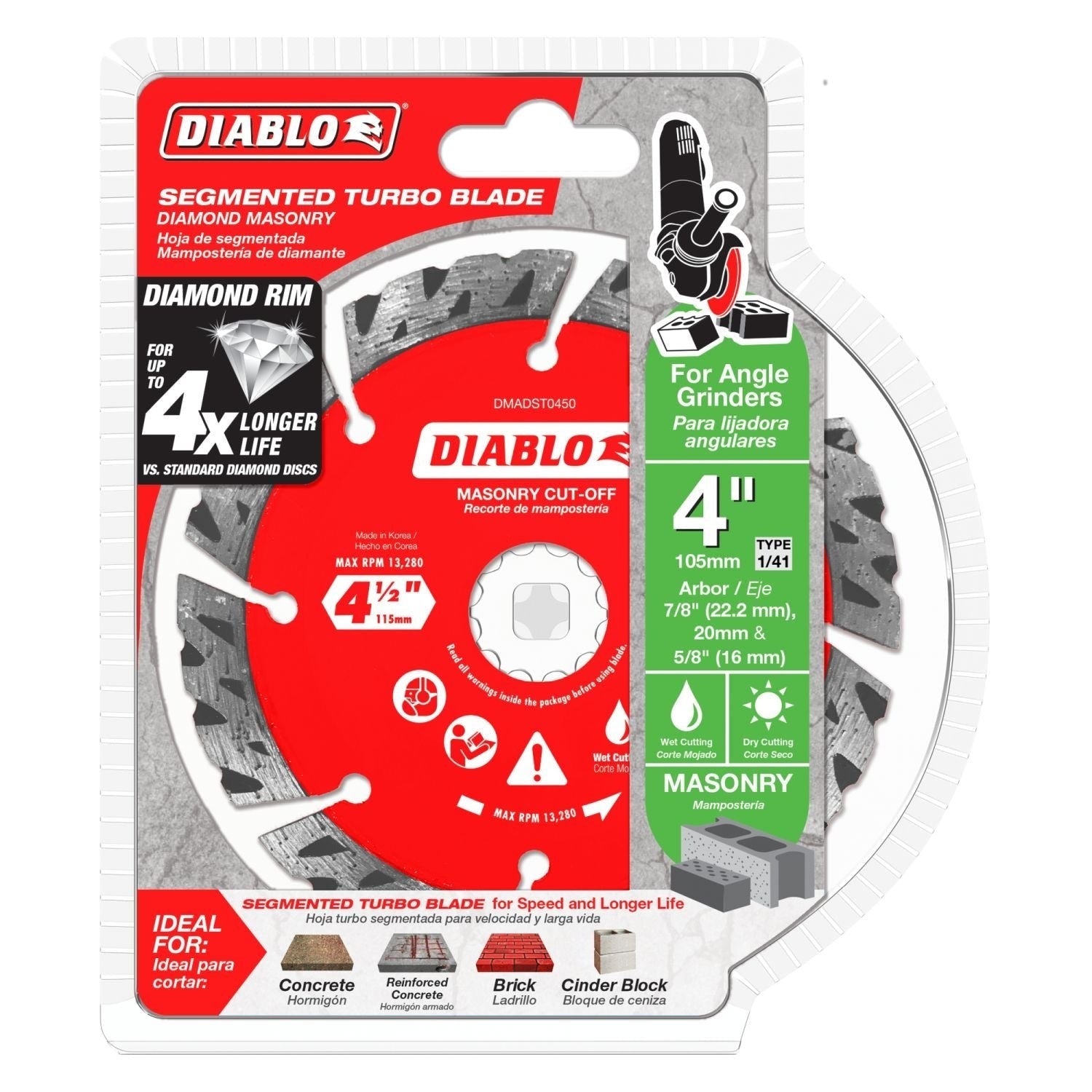 Diablo DMADST0400 4 Inch Diamond Segmented Turbo Cut-Off Discs for Masonry