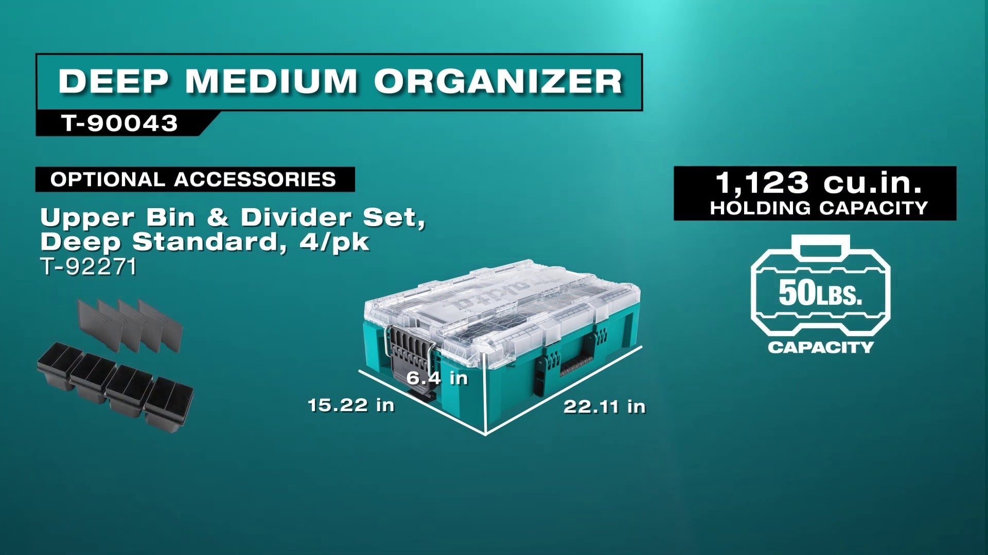 Makita T-90037 MAKTRAK Medium Tool Box & T-90043 MAKTRAK Deep Medium Organizer
