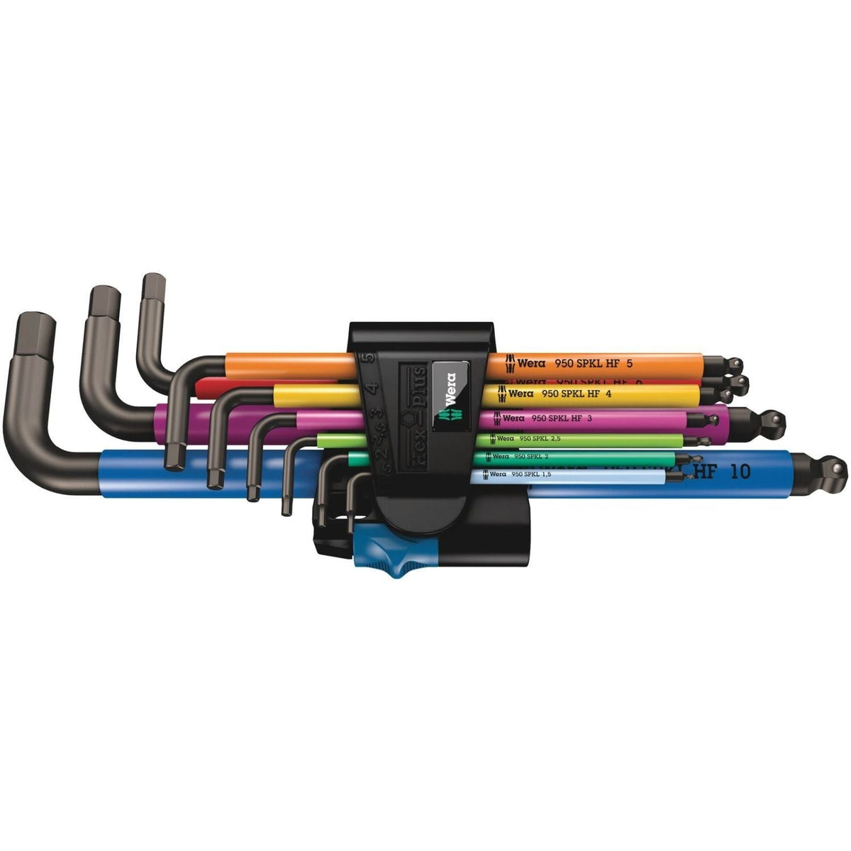 Wera 950/9 Hex-Plus Multicolour Hf 1 L-Key Set, Metric, Blacklaser, With Holding Function, 9-Pieces