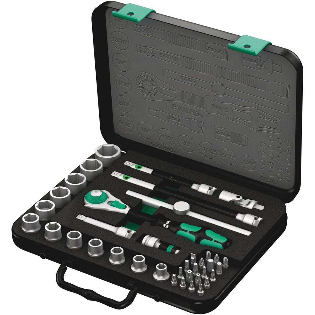 Wera 8100 SB 4 Zyklop Speed Ratchet Set, 3/8-in. Drive, Imperial, 38-Pieces