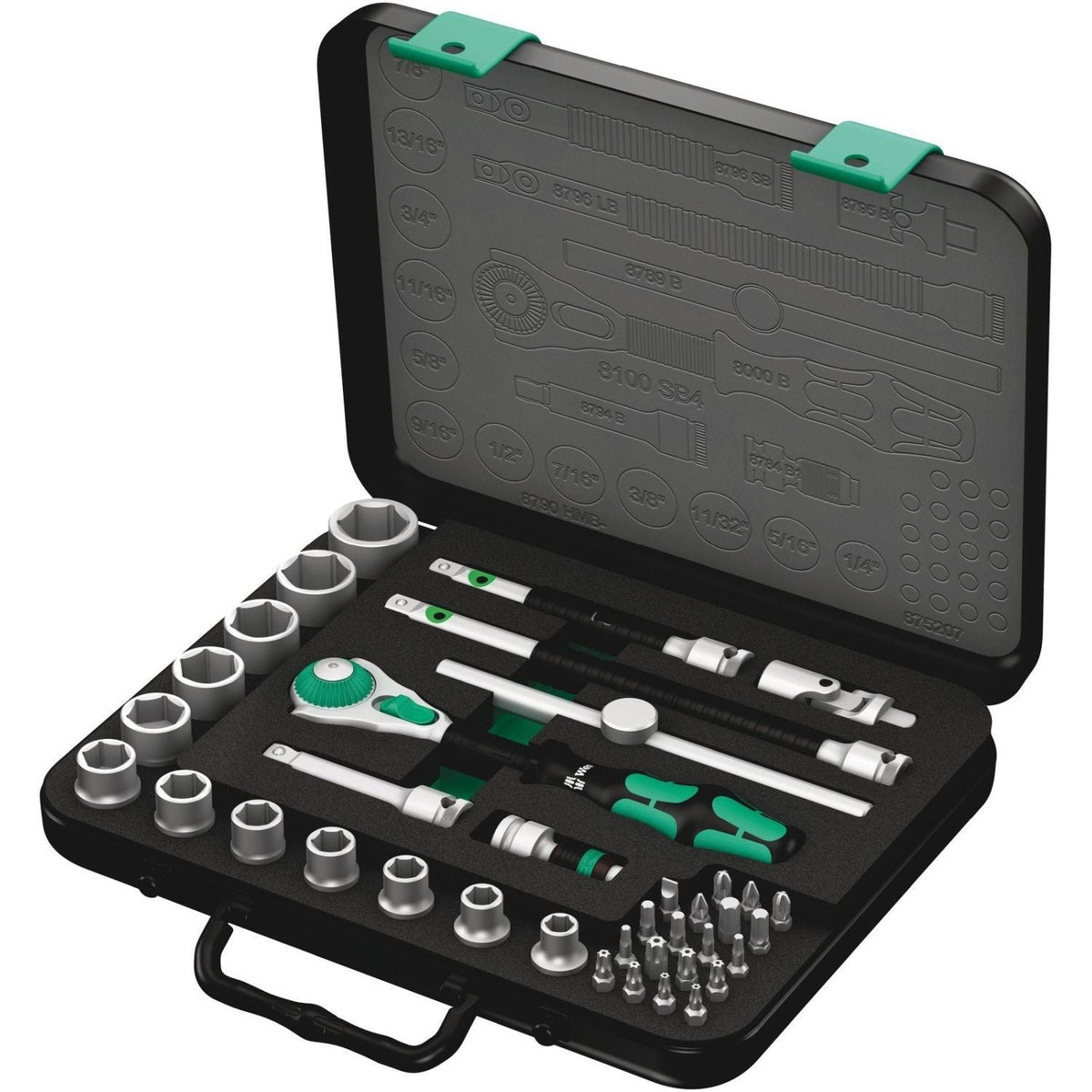 Wera 8100 SB 4 Zyklop Speed Ratchet Set, 3/8-in. Drive, Imperial, 38-Pieces