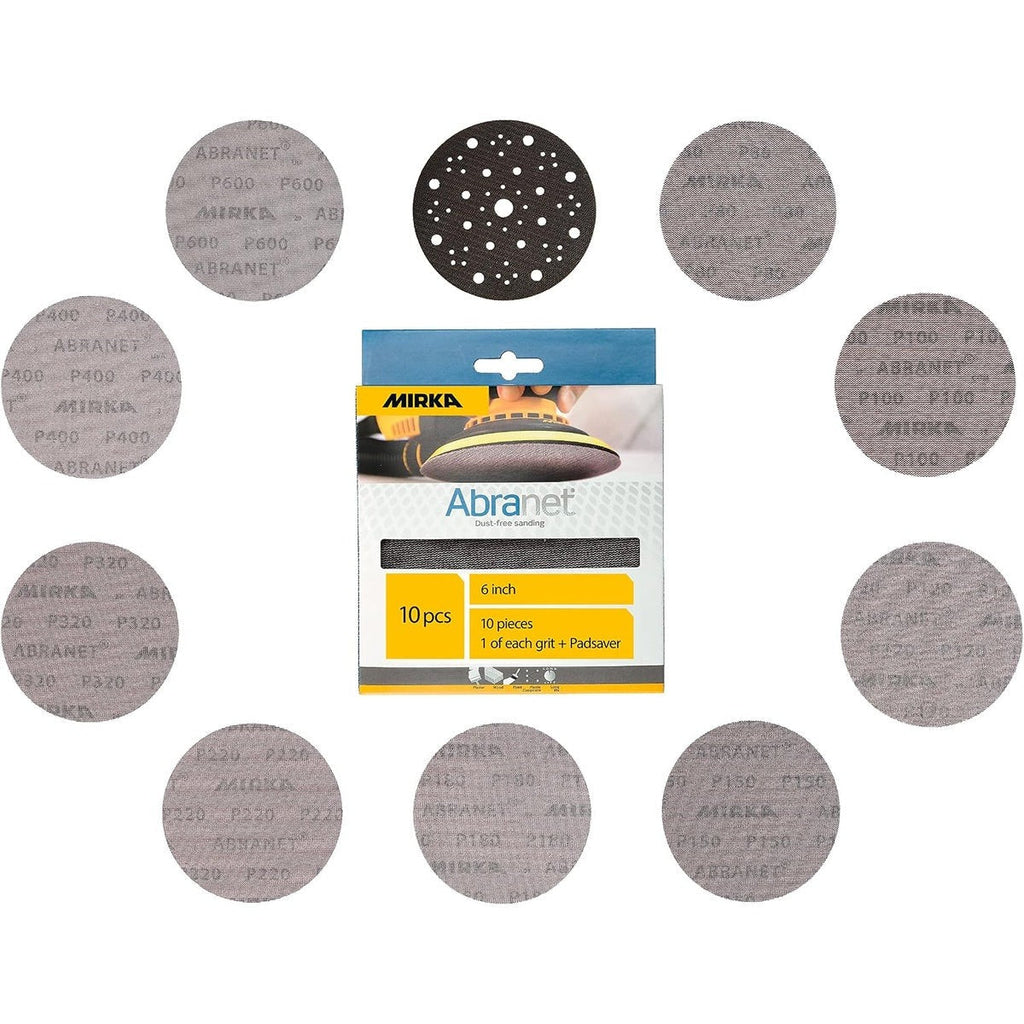 Mirka Abranet 6-in. Assorted Grit Mesh Sanding Disc Pack with Pad Saver (9A-241-APRP)