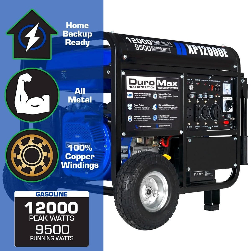 DuroMax XP12000E 12,000-Watt 457cc Portable Gas Electric Start Generator