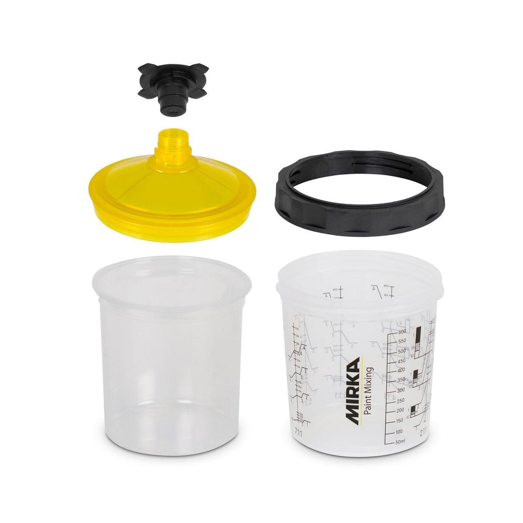 Mirka 190 Micron Paint Cup System with Filter Lid, 50-Pack (9190172650)