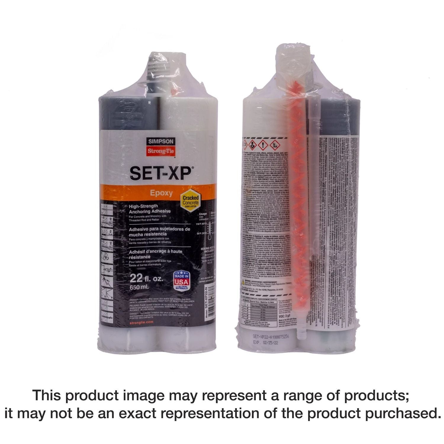 Simpson Strong-Tie SET-XP22-N SET-XP 22-oz. High-Strength Epoxy Adhesive Cartridge w/ 1 Nozzle and Extension