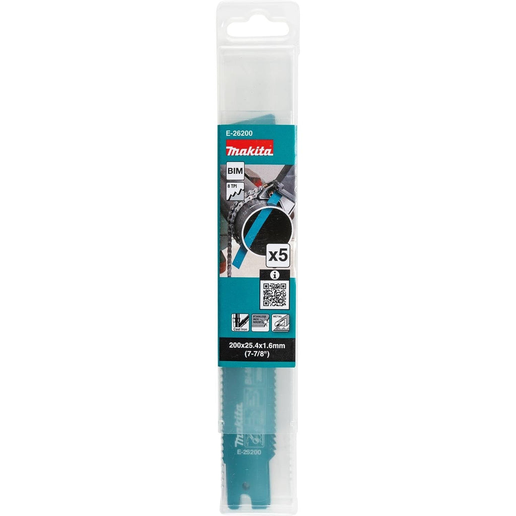 Makita E-26200 7-7/8-in. Metal Pipe Cutting Recipro Saw Blade, 8-TPI, 5-Pack, GRJ03Z