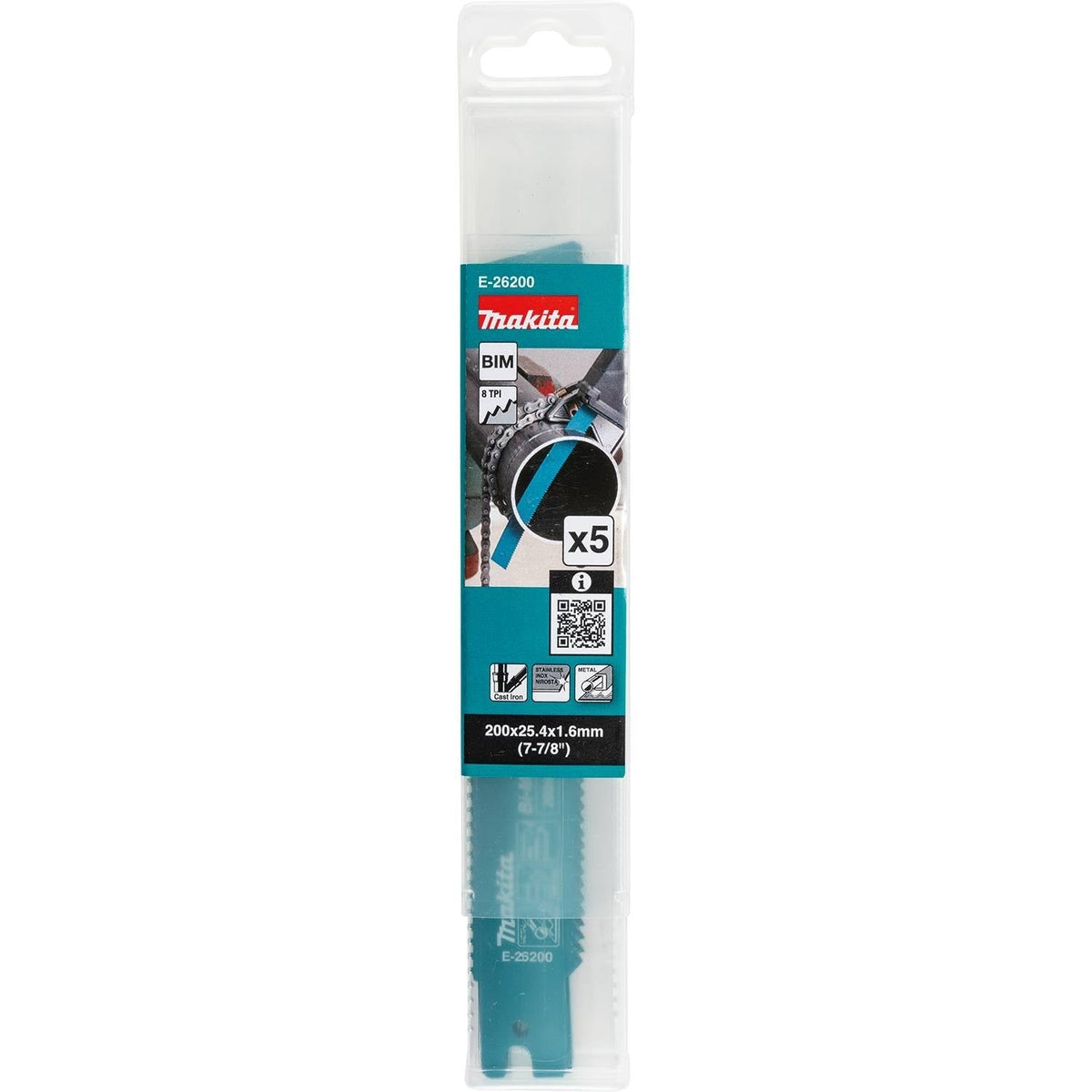 Makita E-26200 7-7/8-in. Metal Pipe Cutting Recipro Saw Blade, 8-TPI, 5-Pack, GRJ03Z