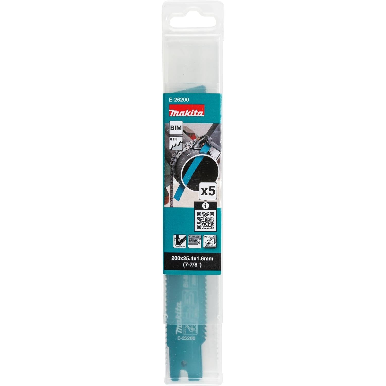 Makita E-26200 7-7/8-in. Metal Pipe Cutting Recipro Saw Blade, 8-TPI, 5-Pack, GRJ03Z