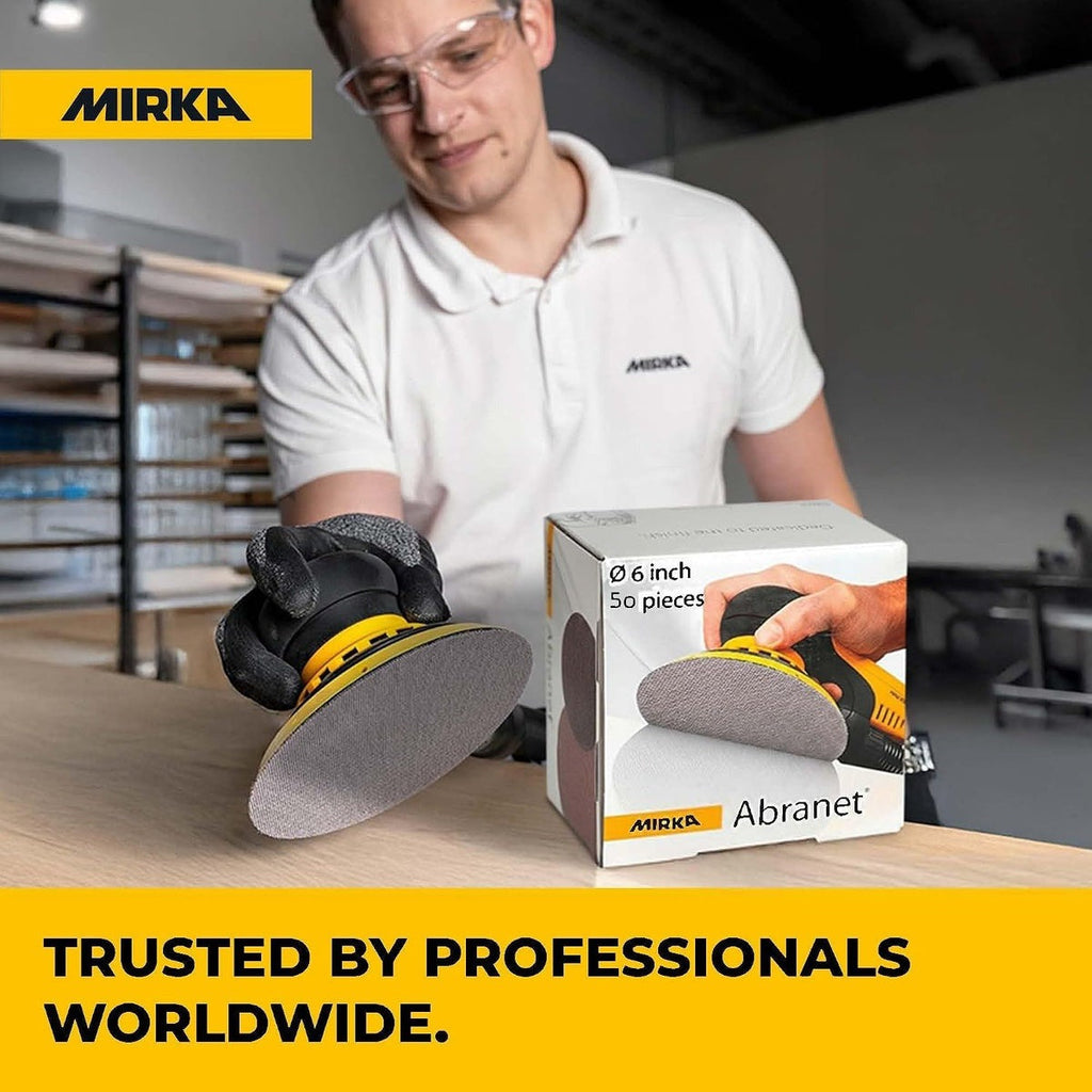 Mirka Abranet 6-in. 180 Grit Hook and Loop Mesh Sanding Discs, 50-Pack (9A-241-180)