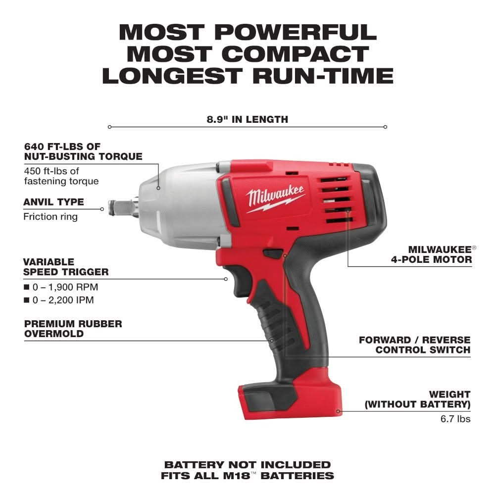 Milwaukee 2663-22RH M18/M12 3/8-in. Ratchet and 1/2-in. Impact Wrench with Friction Ring Combo Kit